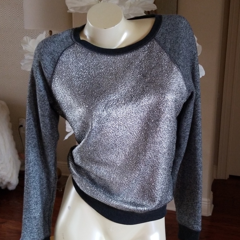 EXPRESS silver grey shiny sweatshirt XS